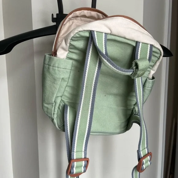 Itzy Ritzy Cream and Green Checkered Backpack - Picture 2 of 4